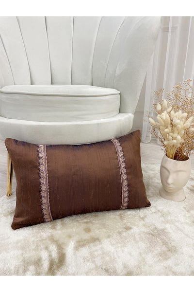 Imported Silk Cushion Pillow Cover with Cord (30x50) Oil Green