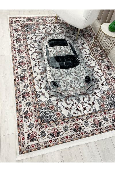 Vintage Car Pattern Latex Base Rug
