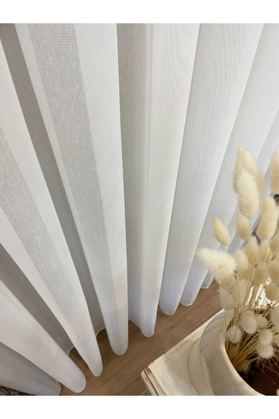 Modern Textured 1/3 Dense Pleat - ECRU Sheer Curtain