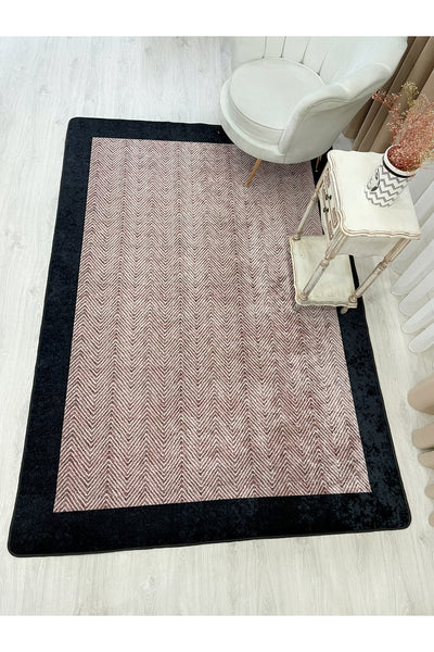 Beige - Black Wicker Jute-Look Latex Base Rug