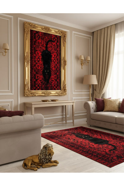 Cheetah Print Red Decorative Latex Rug