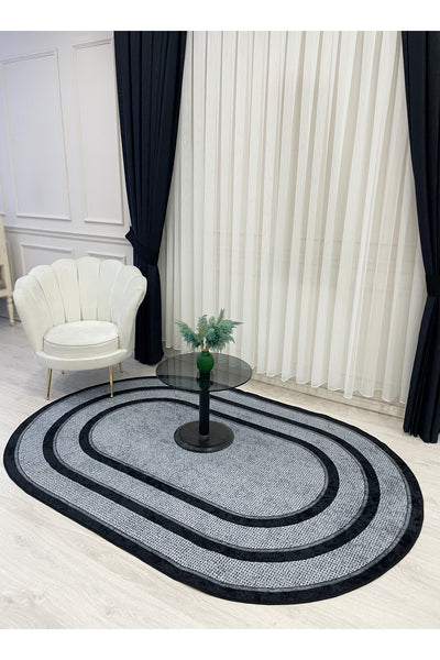 Jute Sisal Bordered Look Decorative Rug - Brown - Black