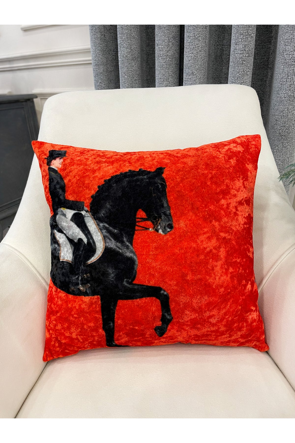 Orange Horse Pattern Throw Pillow Cover 45x45