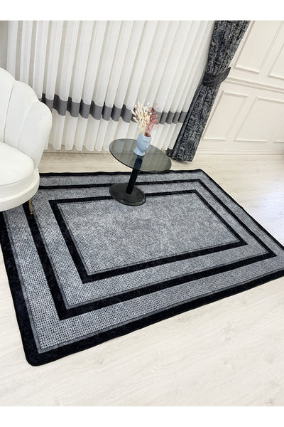 Jute Sisal Bordered Look Decorative Rug - Brown - Black