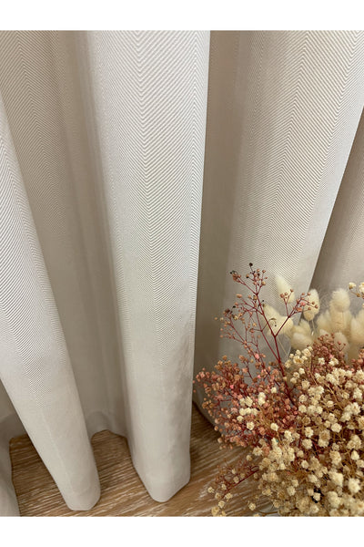 Heathered Milky Brown Linen-Look 1/3 Dense Pleated Blackout Curtain