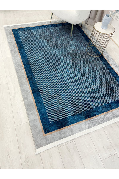 Wicker-Look Bordered Latex Base Rug