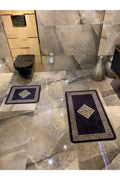 Losarina 2-Piece Latex Base Bathroom Mat Set (60x100 - 60x50) Gray