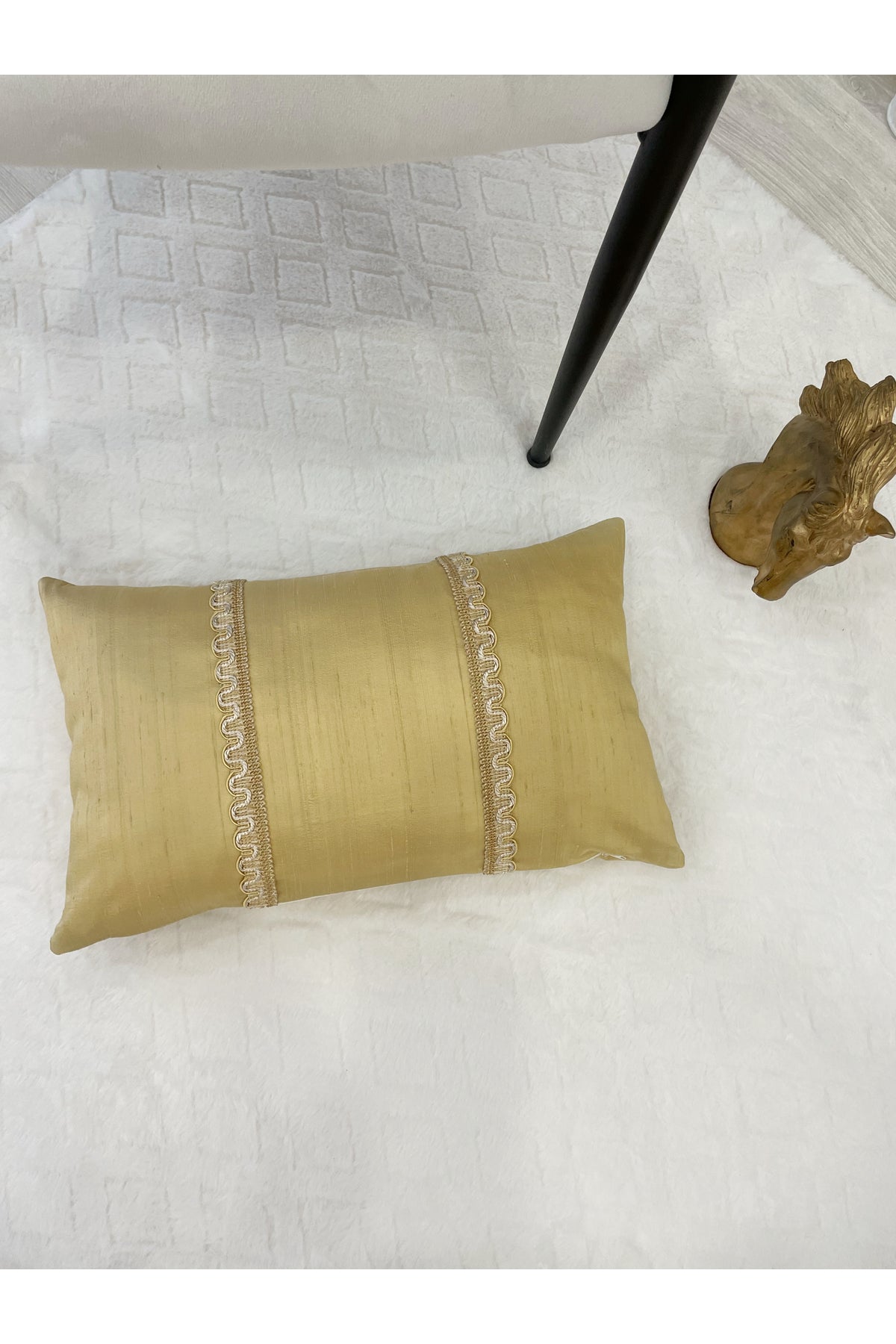 Imported Silk Cushion Pillow Cover with Cord (30x50) Oil Green