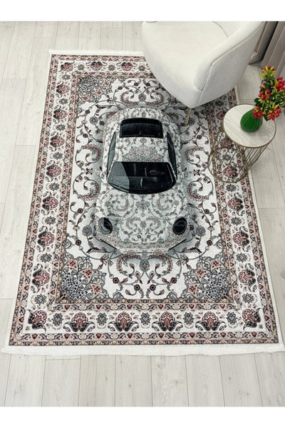 Vintage Car Pattern Latex Base Rug