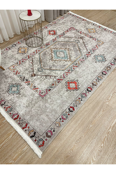 BEIGE Ethnic Kilim Pattern Runner Non-Slip Base Rug