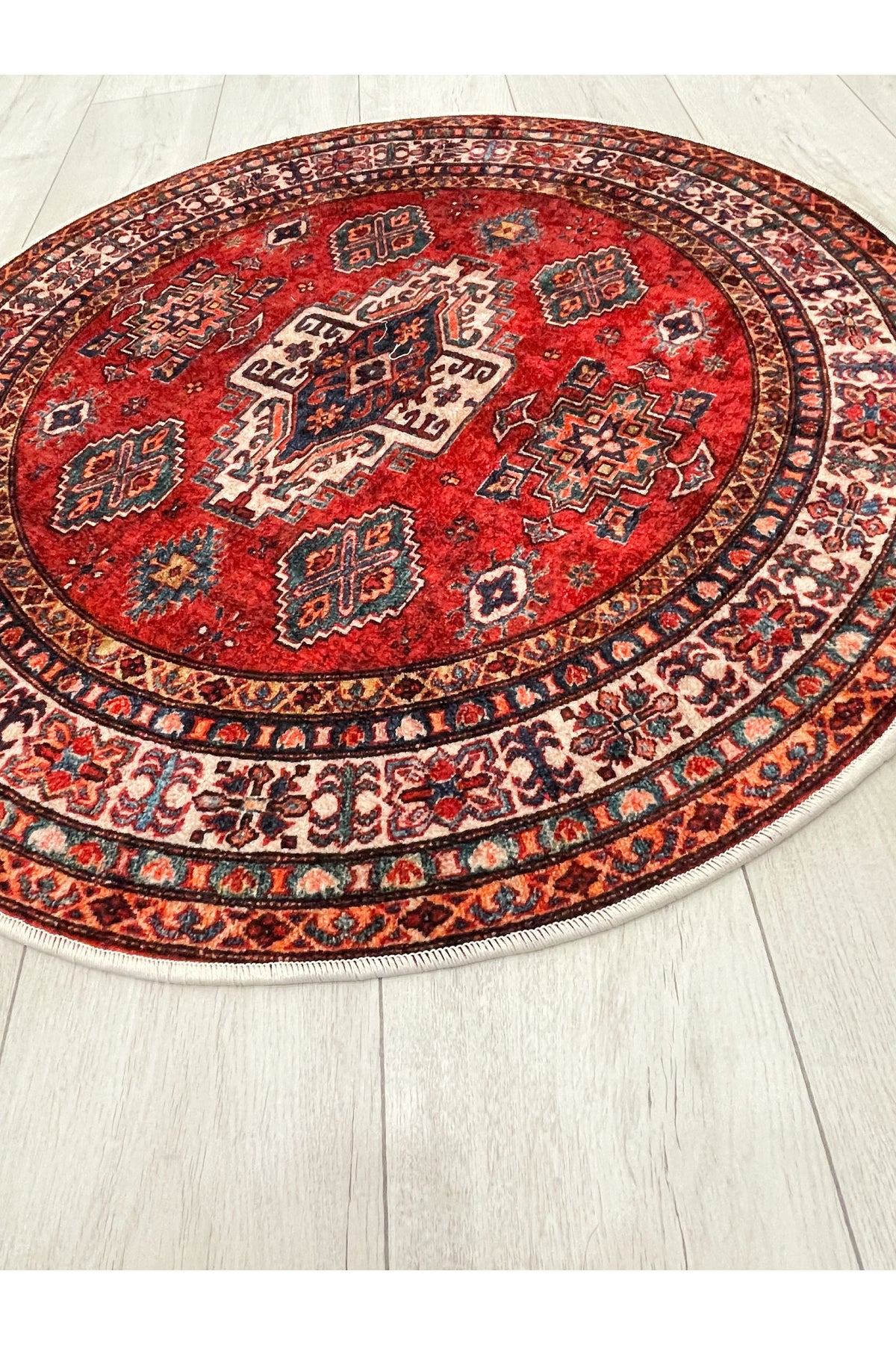 Kilim Motif Classic Non-Slip Base Round Rug