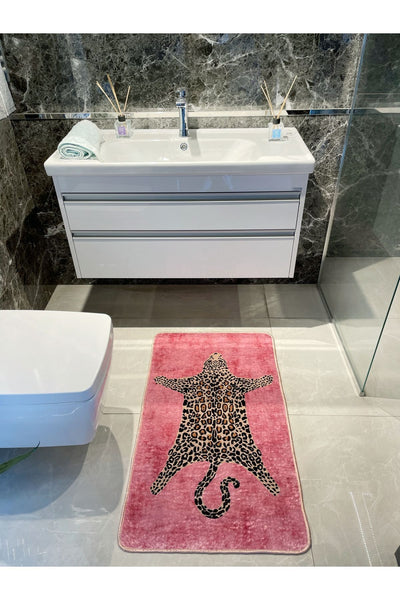 Leopard Pattern Washable 60x100 Single Bath Mat - Purple