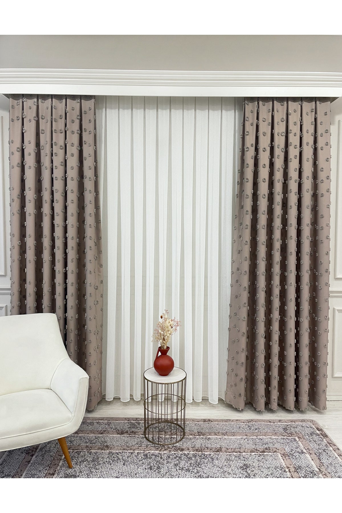 Blue Children's Room Pompom Puffy Blackout Curtain 1/3 Dense Pleating