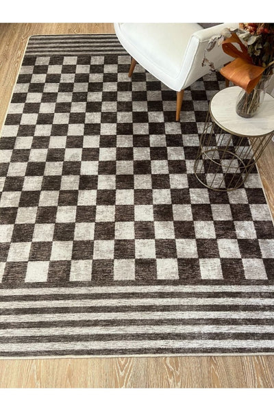 New Collection Özel Kalın Kaymaz Tabanlı Salon Halısı Mutfak Halısı Bej Kahve