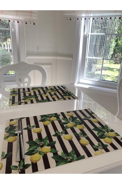 Set of 6 Grape Lemon Print Placemats - Style 14