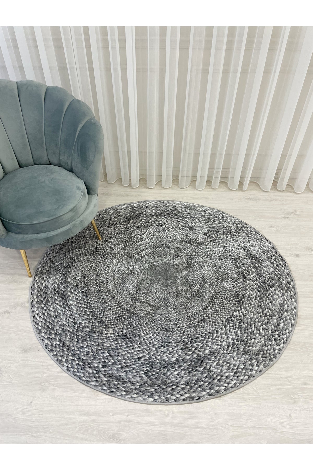 Jute Sisal Look 3D Colorful Latex Leather Base Rug