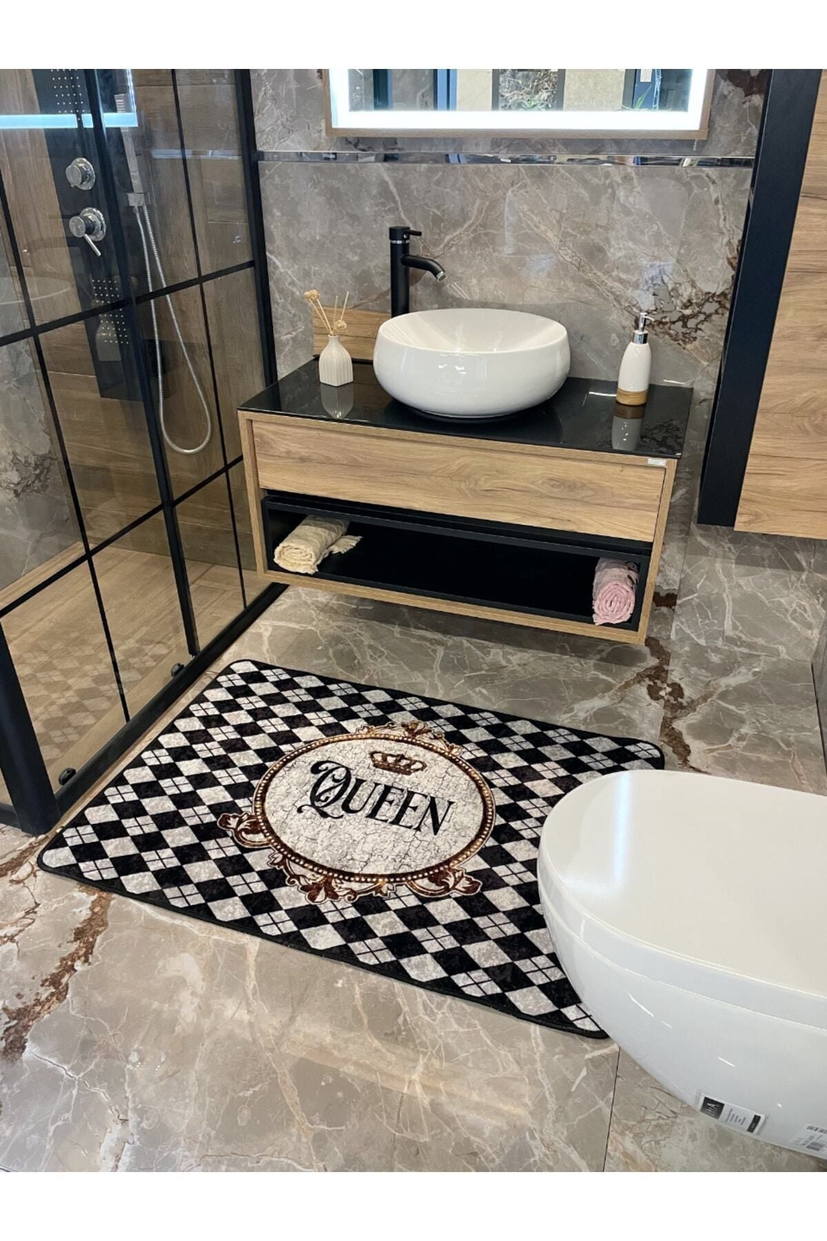 Queen Slogan Single Bathroom Mat Gray (size 80x120)