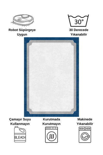 BEIGE-BLACK Framed Border Modern Pattern Latex Base Rug