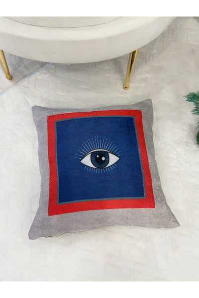 Evil Eye Patterned Gray Cushion Cover 45x45