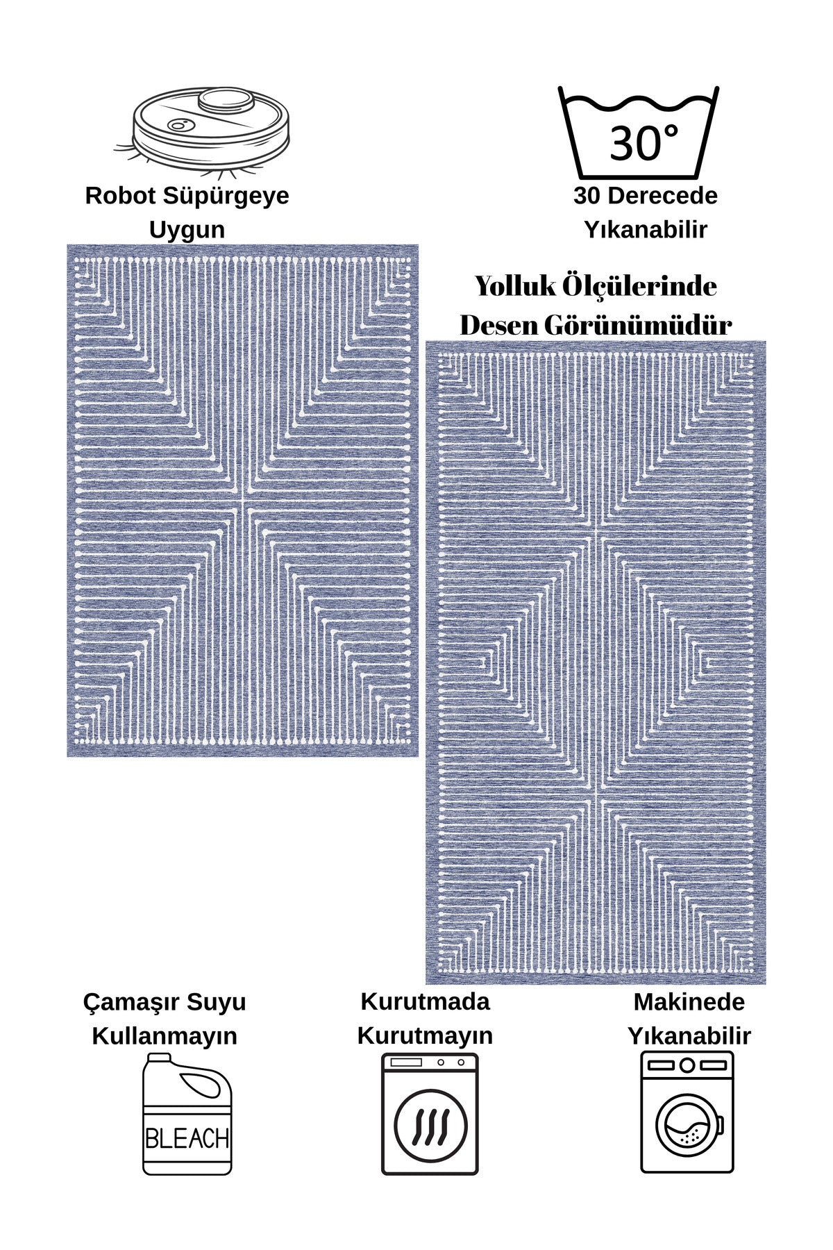 Terracotta Color Chenille-Look Design Runner Kitchen Rug