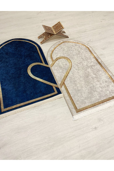 2-Piece Double Prayer Rug Set Size 75x125 BLACK - PURPLE