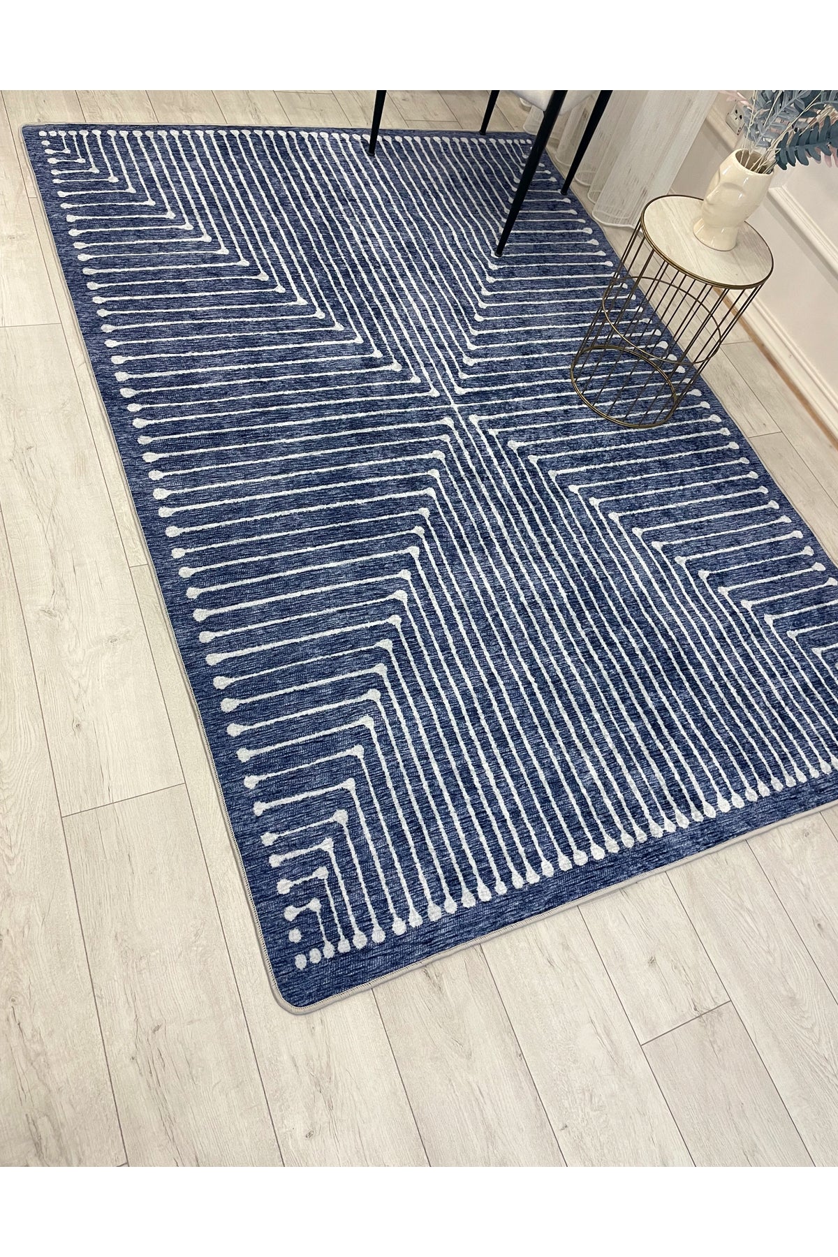 Terracotta Color Chenille-Look Design Runner Kitchen Rug