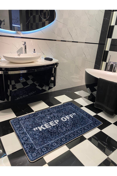 Keep Off Single Latex Non-Slip Waterproof Bath Mat (80x120) Navy Blue