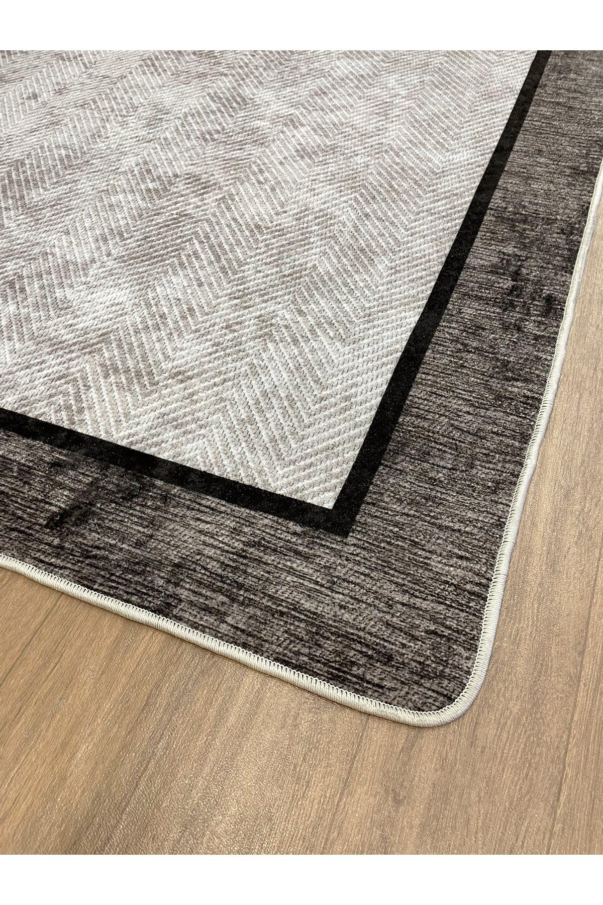 GRAY Jute Sisal-Look Bordered Non-Slip Base Runner Kitchen Rug