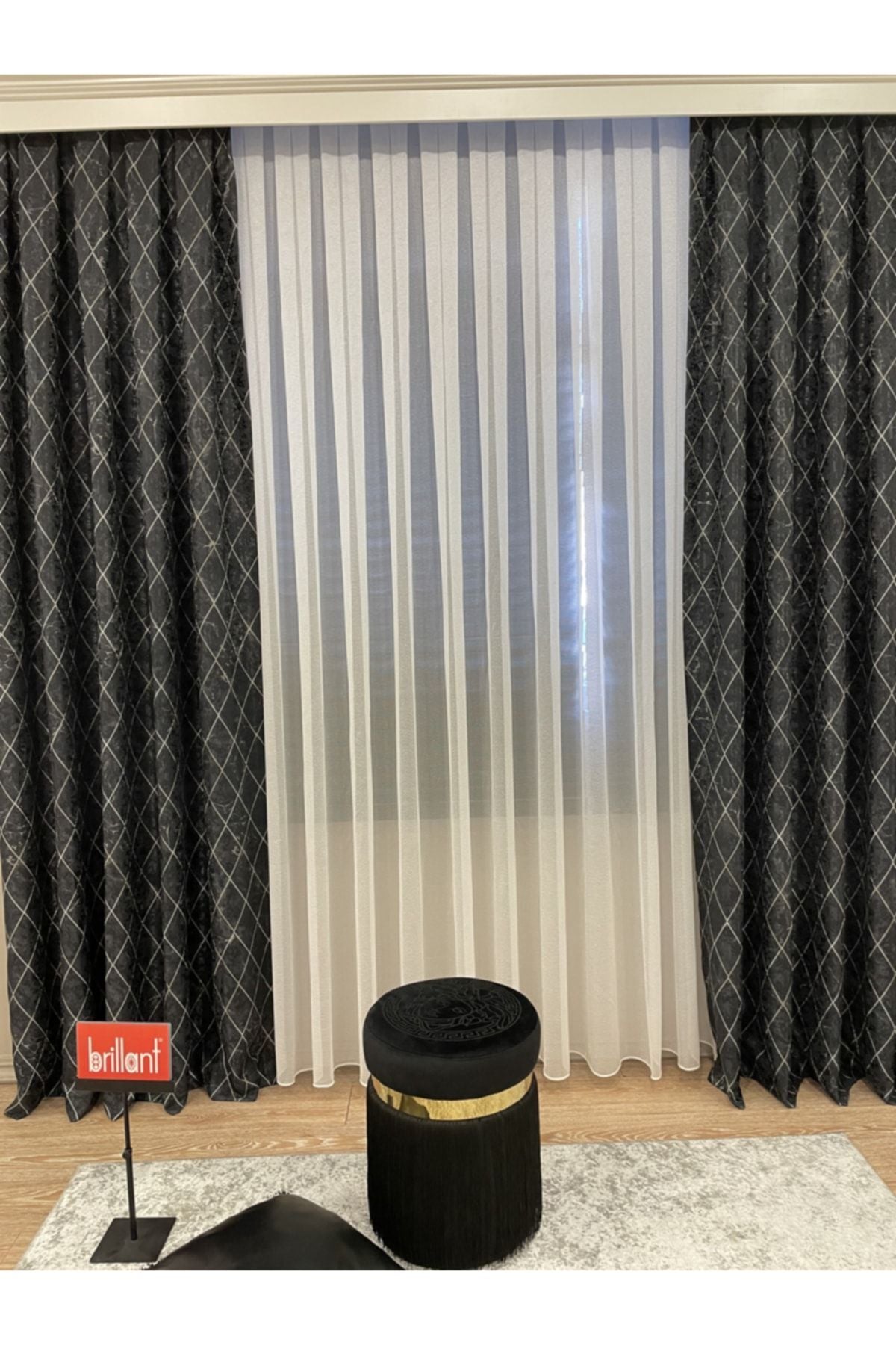 Liva Loren Model 1/2.50 Pleated Blackout Curtain Khaki Brown