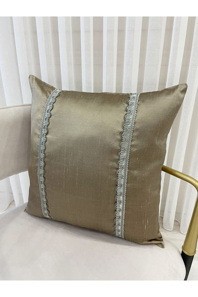 Imported Silk Cushion Pillow Cover with Cord (45x45) (Gold Color)