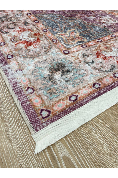 Vintage-Look Classic Salon Rug - Gray-Teal