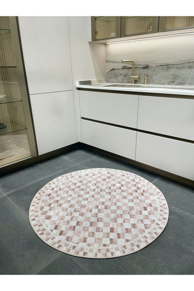 Gray Mackenzie-Style Plaid Latex Base Runner Rug