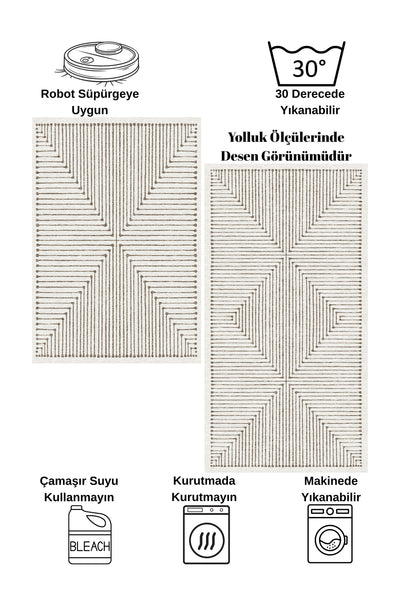 Terracotta Color Chenille-Look Design Runner Kitchen Rug