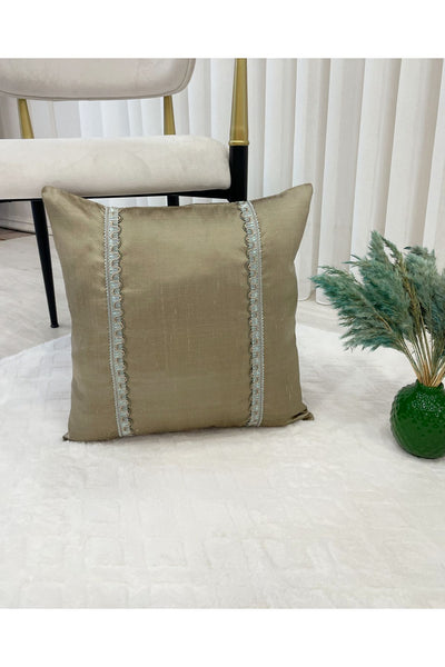 Imported Silk Cushion Pillow Cover with Cord (45x45) (Gold Color)