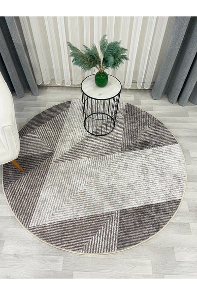 Gray Geometric Pattern Non-Slip Base Runner Rug