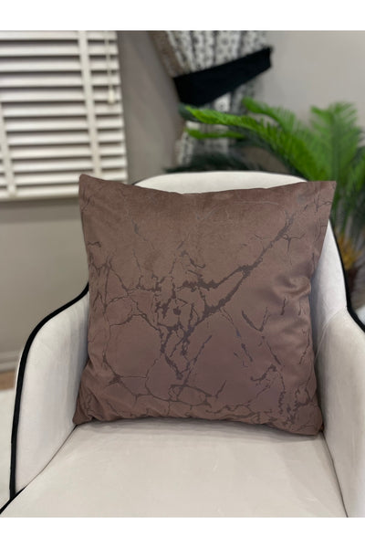 Set of 2 Velvet Throw Pillow Covers Ecru-Silver Foil (45X45)