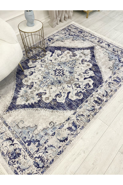 Gokbekli Damask Pattern Latex Base Living Room Rug