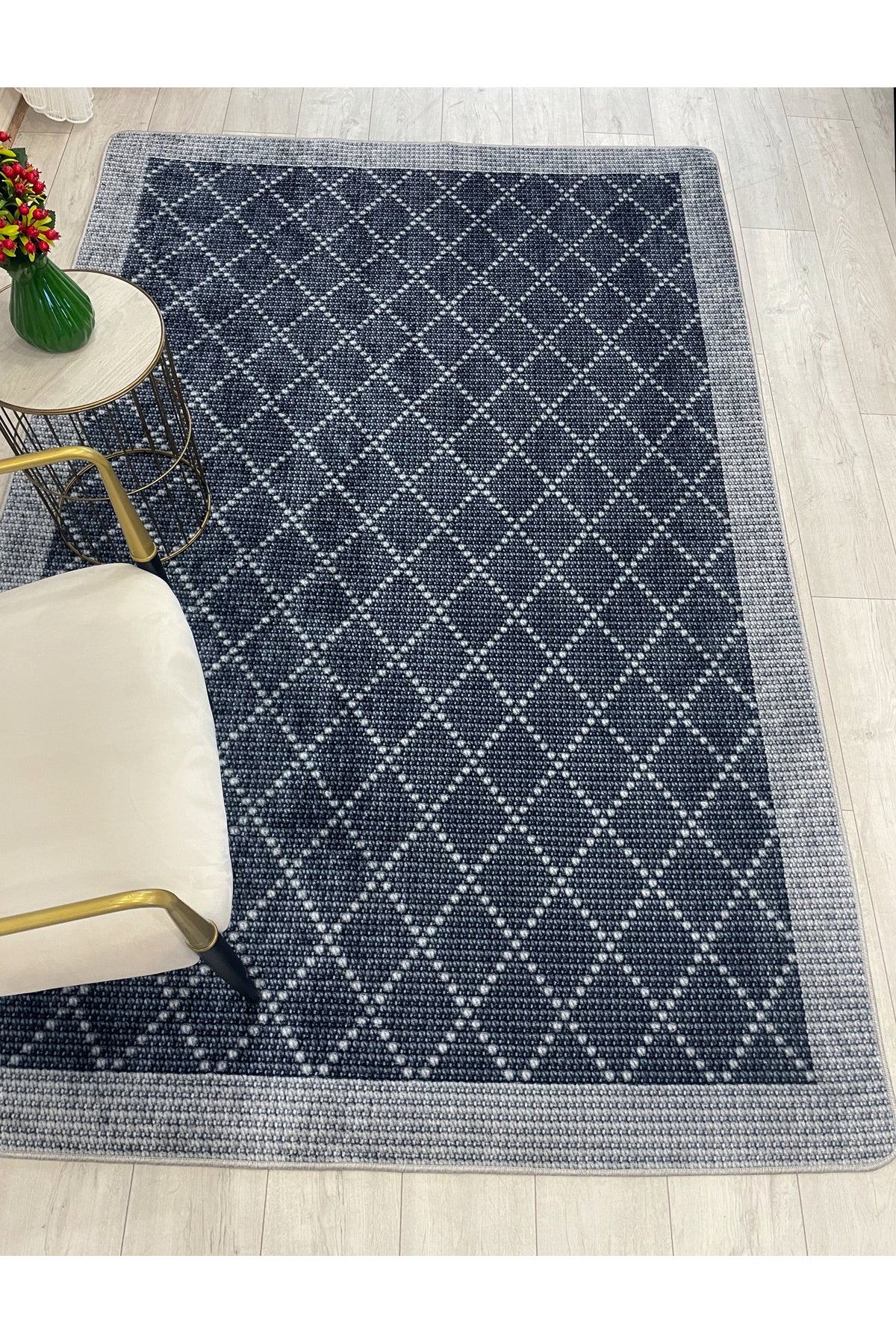 GREEN-BROWN Jute Sisal Look Bordered Non-Slip Base Runner Rug