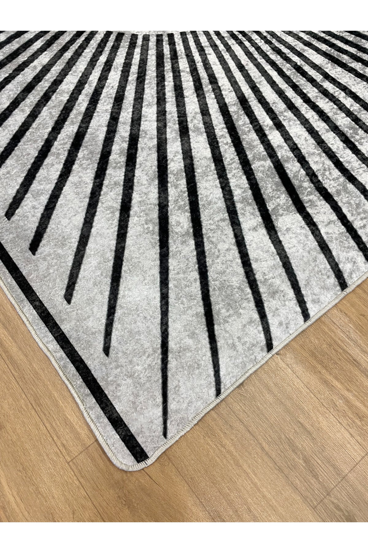 Geometrik Desenli Lateks Taban Halı - Gri - Kahverengi