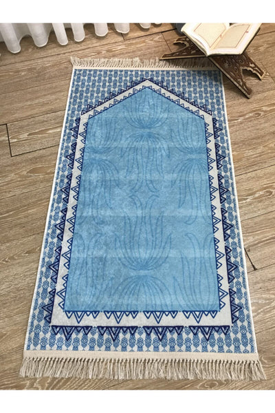 Light Blue Fringed Prayer Rug (Latex Base) 75x125