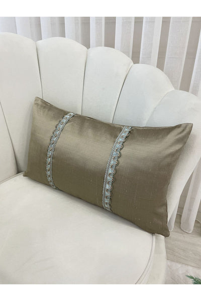 Imported Silk Cushion Pillow Cover with Cord (30x50) (Gold Color) - Classic