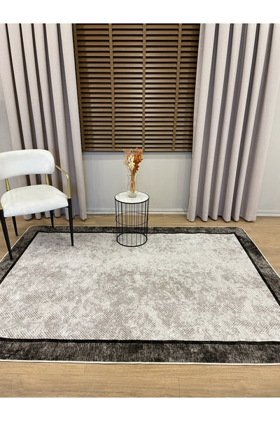 GRAY Jute Sisal-Look Bordered Non-Slip Base Runner Kitchen Rug