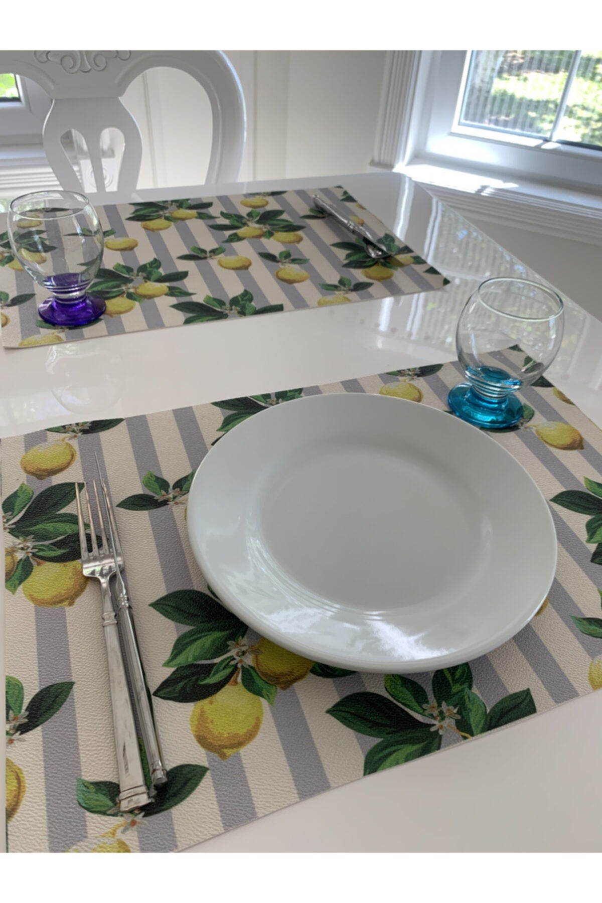 Set of 6 Grape Lemon Print Placemats - Style 14