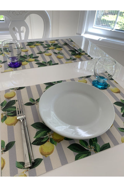 Set of 6 Grape Lemon Print Placemats - Style 14