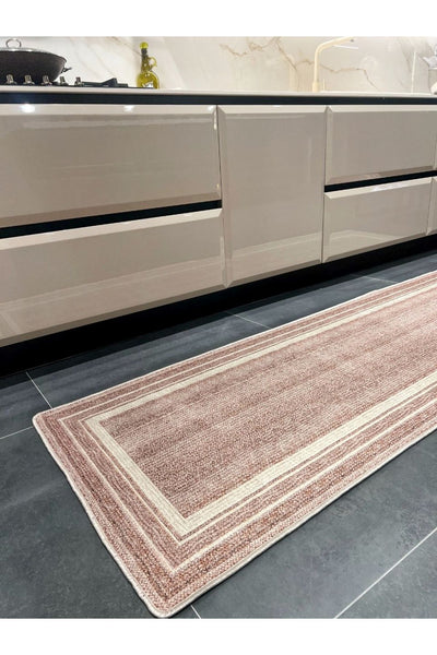 Jute-Pattern Kitchen Rug, Woven-Base Flat Rug