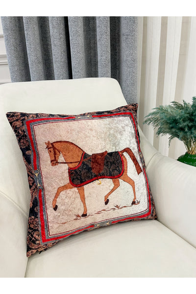 Horse Pattern Velvet Cushion 45x45