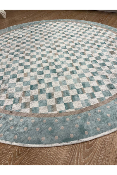 Robert Diamond Pattern Fringeless Round Rug - Brown