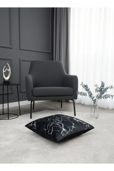 Set of 2 Velvet Throw Pillow Covers Ecru-Silver Foil (45X45)