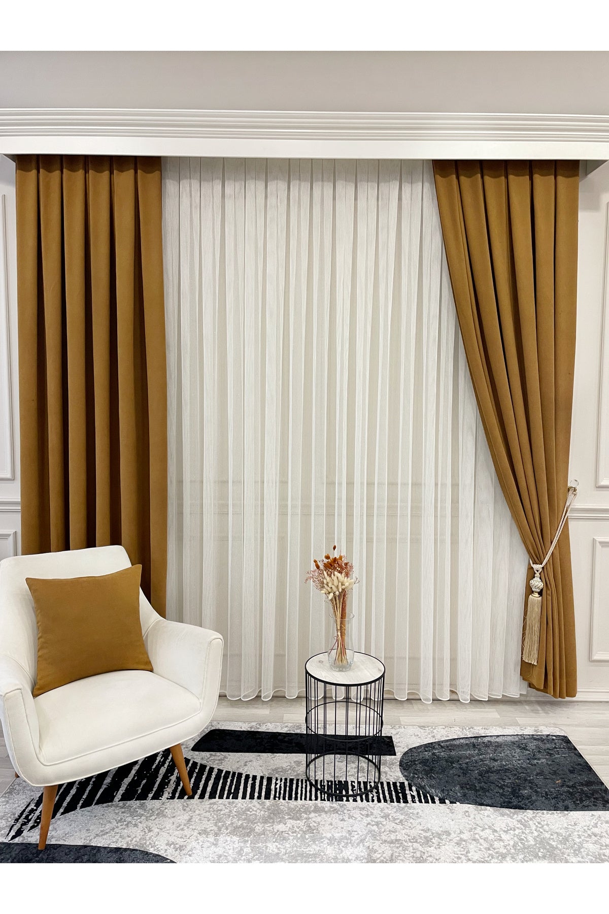 CAMEL Color 1/3 DENSE PLEAT Honeycomb Weave Soft Panama Blackout Curtain