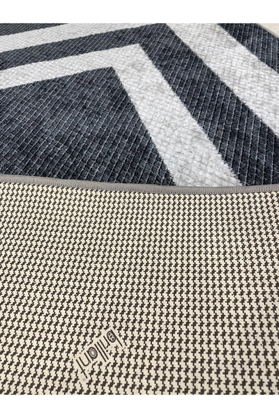 Gray Wicker-Look Bordered Latex Leather Base Rug